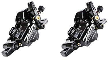 Juin Tech M1 Hybrid Hydraulic Disc Brake Caliper Set - Cable-Actuated Post Mount Brakes for Road, E-Bike, MTB, Cyclocross - High Stopping Power Upgrade, Front & Rear - Black