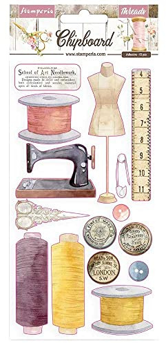 STAMPERIA INTERNATIONAL, KFT Stamperia-Chipboard -Threads, Multicoloured, One Size