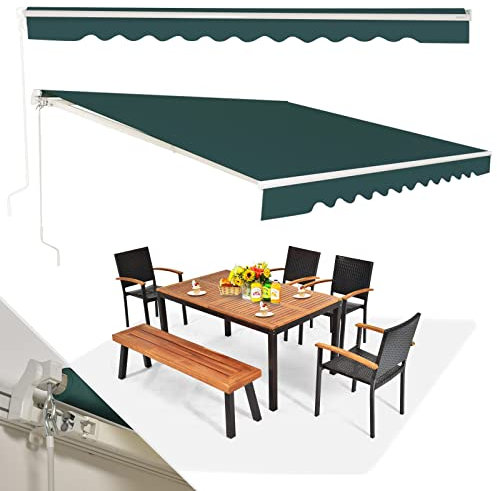 RELAX4LIFE Tenda da Sole 300 x 250 cm per Esterno Avvolgibile, Tenda da Esterno a Bracci Estensibili con Manovella Manuale, Angolazione Regolabile per Balcone e Terrazzo