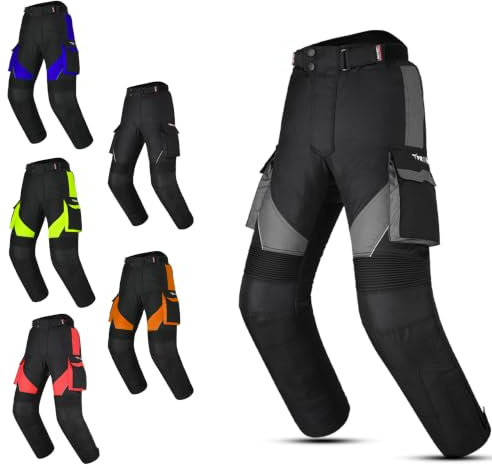 PROFIRST Men's Motorcycle Protective Trousers CE AA Waterproof 600D Cordura Motorbike Pants with Armour & Thermal Lining