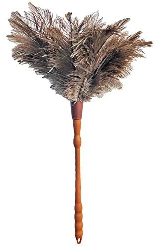 Acan Tradineur - Plumero de Avestruz con Mango torneado de plástico y Plumas Suaves, Lavable, Limpieza de Polvo, Telas de araña, hogar, Oficina (60 cm)