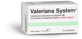 Valeriana System, Integratore Alimentare a Base di Valeriana e Vitamina B6, Rimedio Naturale per Ansia e Insonnia, Favorisce il Rilassamento, Confezione da 70 Compresse, 28 g
