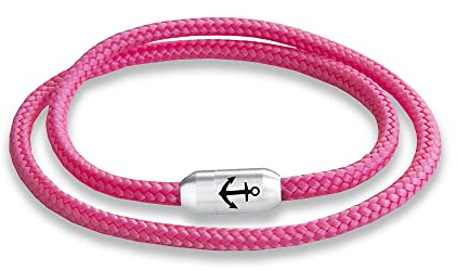 Paris Montana Schmales Segeltau Wickelarmband, Dünnes Filigranes Design, Unisex, Geflochten, Edelstahl Magnetverschluss mit Anker Gravur, Handmade, 4 mm Durchmesser, Maritim, Elegant, Robust