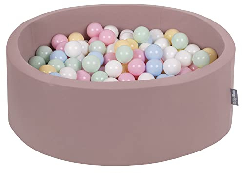 KiddyMoon Rund Bällebad Bällepool 90X30cm/300 Bälle ∅ 7Cm Ballgruben Für Babys Spielbad Kleinkinder, Erikafarben: Pastellblau/Pastellgelb/Weiß/Minze/Puderrosa