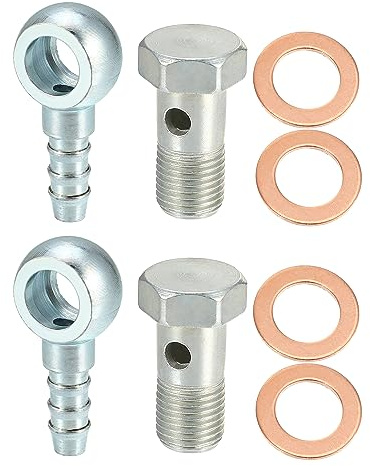 QUARKZMAN Auto Banjo Adapter Mit Dichtung 1 Stück Für Bremssystem Metall | Metall, 38x18mm, ID10mm, OD7.5mm, Dichtung OD16mm, Gewinde M10x1.0, Für Luft & Kraftstoff, Motor, Präzisionsgefertigt