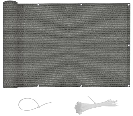 AXT SHADE Balkon Sichtschutz 80x300cm HDPE Balkonverkleidung Balkonabdeckung Balkonbespannung Blickdichte Windschutz und UV-Schutz mit Kabelbinder für Balkongeländer-Anthrazit