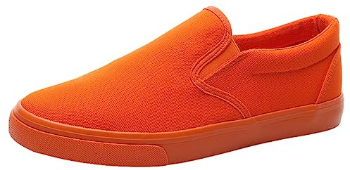 Jamron Herr Enfärgad Slip-On Canvas Skor Mode Casual Sneakers Plimsolls Orange SN0706142 EU44