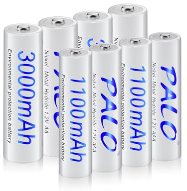 Mspalocell Pilas Recargables AA 3000mAh & Ni-MH Pilas Recargables AAA 1100mAh 1.2V para Solar, 8 Piezas con Caja guardapolvo, Alta Capacidad 1300+ ciclos Pilas Recargables AAA