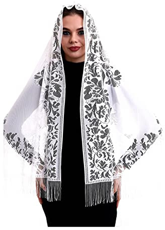 ihvan online, lätt sjal för kvinnor, huvudhalsdukar hijab, mjuk tyllsjal, huvudtäckande kapell slöja spetssjal, Vitt, 60x160 cm