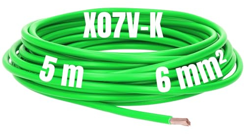 Kalitec 5m X07V-K 6 mm² Grün Verdrahtungsleitung - Flexible Aderleitung | Feindrähtige 6mm2 Litze für Schaltschrank, Einzelleitung aus Kupfer, PVC-Schaltdraht für Steuertechnik und Messgeräte