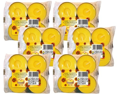 Maxi Lumini Alla Citronella Naturale Di Java (Confezione Da 4 Tealights) (6 Confezioni)