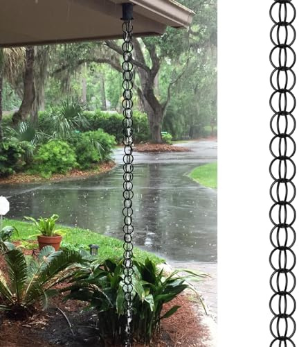 Ring Rain Chains Aluminum Alloy, Easy Hanging Gutter Rain Chain with Hook, 8ft 8.5ft 10ft 12ft Downspout Replacement Rain Bells (Size : 3.5m (11.5ft))