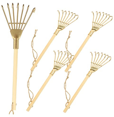 Alipis 5stücke Teiliges Miniatur Rechen Aus Eisen Für Räucherwerk Dekoration Und Gartenarbeit Goldene Zahn-räucher-aschenrechen Für Sandkasten Und Tischdeko