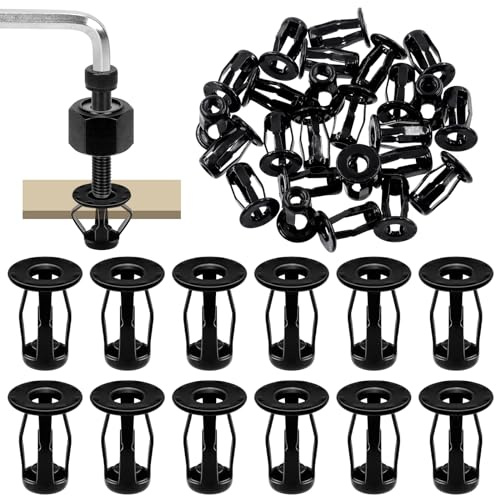 Glarks Kit di 25 dadi jack metrici M6 neri dadi di espansione dadi di espansione sottili di fissaggio tasselli montaggio per pareti cave, ferro linea di pelle, uso in pareti sottili e morbide