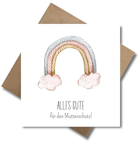 Mutterschutz Karte mit Umschlag - schöne Glückwunschkarte zur Geburt “Alles Gute für den Mutterschutz” süße Geschenkkarte Schwangerschaft Abschiedskarte Babypause Geburt Kollegin Baby (125 x 125 mm)