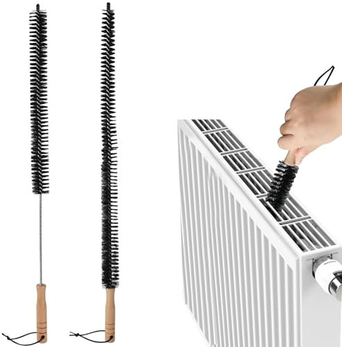 Brosse À Radiateur 2 Pièces 65cm De Brosse en Nylon Brosse À Radiateur sans Poils d'animaux, Brosses pour Atteindre Les Recoins, Brosse Stable Et Flexible pour Radiateur