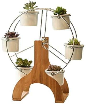 FENGJISUN Blumenständer Pflanzenständer Riesenrad-Blumenständer Mit Keramik-Topfpflanze 6 Blumentopf-Pflanzenständer-Display Pflanzenregal Blumenregal Outdoor