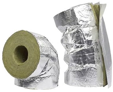Sanitärshop Baustoffe & Sanitär Set Steinwolle Rohrisolierung Rohrschale alukaschiert Dämmdicke 22mm Armacell 100% Isolierung für Wasser und Heizungsleitungen (Bogen - 5 Stück, 18x20mm)