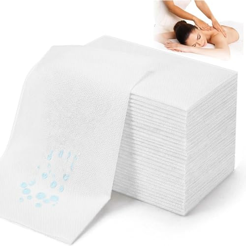 SHENKUAI Disposable Bed Sheets 100 Pcs Massage Table Sheet - 31x71 Ultra Soft Non Woven Fabric Tbale Bed Cover for SPA Waxing Tattoo Beauty Salon Facial Esthetician Table Protector (White)