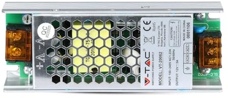 Fuente de alimentación LED de 60W, 12V, 5A, IP20, compacta y eficiente, ideal para sistemas de iluminación y aplicaciones electrónicas.