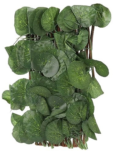 Tbest Delantales/Cinturones de Jardinería, Valla de Simulación Red de Valla Retráctil Balcón de Madera Decoración de Jardín Valla de Hojas Cubierta de Patio Plantas Falsas (Hoja de
