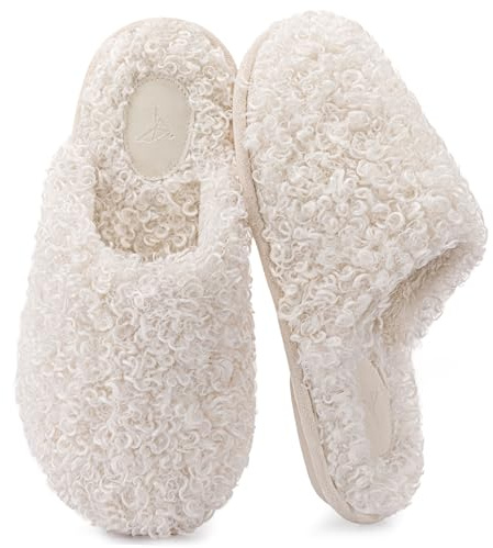 RockDove Womens Twirl Fleece Cozy Scuff Memory Foam Slipper, 7/8 UK, White