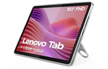 Lenovo Tab Tablet 10.1 4G LTE WUXGA (MediaTek Helio G85, 4GB RAM, 64 GB, 60 Hz, Wi-Fi 5, Bluetooth 5.3, Android 14), Grigio Luna - Custodia trasparente inclusa