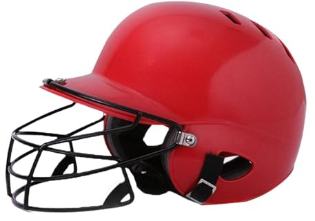 Aymzbd Casco de Béisbol con Máscara Facial, Diseño para Niños, Casco de Softbol para Actividades Al Aire Libre, Rojo
