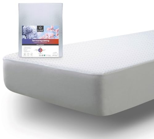 Tural - Coprimaterasso Singolo Termoregolante PCM Effetto Rinfrescante Riduce Calore e Sudore Oeko-Tex (80x190/200cm)