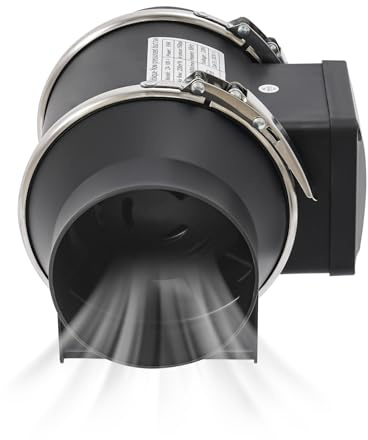 Kozivmo Rauchabzug Rohrventilator IPX2 Inline-Kanalventilator Abluftventilator Rohrlüfter 220 V Leise mit EU-Stecker + 80cm EU Netzkabel für Badezimmer, Fabrikhalle, Wachstumsräume, Anbauraum