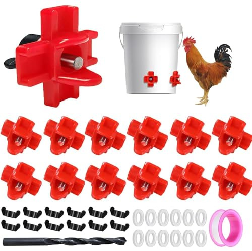 Chicken Waterer, fjäderfävatten,Chicken Waterer Cups | rostfritt stålmatare bröstvårtor med borrbitar Läcksäker vattningssystem för kyckling &
