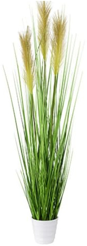 CREATIV green künstlicher großer Grasbusch 95 cm in weißem Topf I naturgetreues künstliches Pampasgras I Ziergras für Innen I hochwertige & dekorative Dekopflanze