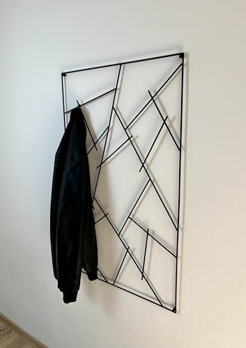 Design Wandgarderobe aus Metall – Moderne Garderobe für Flur & Wohnzimmer – Industrial Design Kleiderhaken – Wandmontage – Schwarz