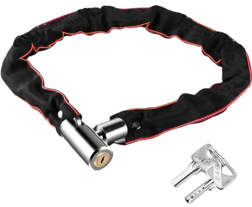 Garegce Bike Lock, Bicycle Locks, Bike Chain Lock with 2 Keys, Anti-Theft Cycling Locks with Security Waterproof Cover, High Security for Bicycle, E-Bike, MTB, Scooter, Door, Motorcycle
