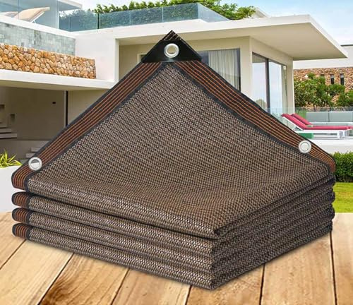 AuMarndi Rete Tenda A Vela Ombreggiante Rettangolare 3x4m Tenda da Sole Traspirante 90% Protezione UV Occhielli Rete Parasole Giardino Gazebo per Giardino, Serra, Fienile Esterno, Tetti,brown-3x4m