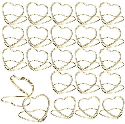 Amosfun 48 Piezas Soporte para Tarjetas de Mesa de Clips Doble Forma para Decoración de Bodas Portatarjetas Elegantes y Funcionales