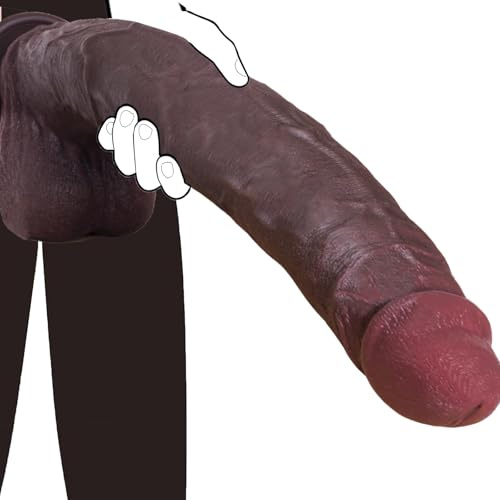PineSailo 11.4 Inch Big Thick Black Dildo, Realistic Huge Anal Adult Sex Toys Dual Density Real Skin Silicone Dildos with Strong Suction Cup for G-Spot Prostata, Massive Wide for Couples Men Women Gay