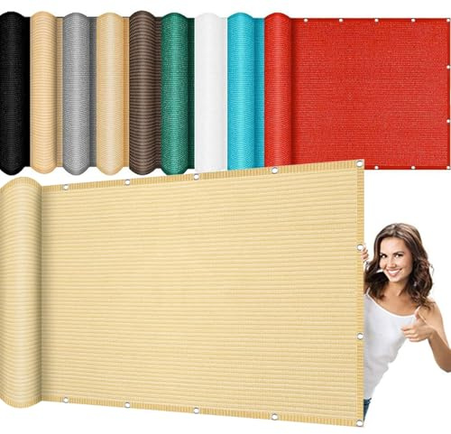 Tenda a Vela 115 x 345 cm Antivento, Permeabile All'Acqua Protezione Solare, Rete Parasole Panno Ombreggiante con Fune e Occhiellato per Esterno Giardino Terrazza, Color Crema