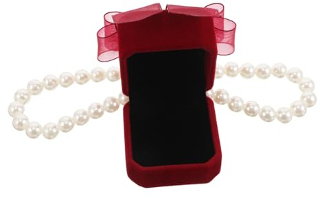 LOORGVEL Pet Collar Pendant Ring Box with Elastic Comfort for Dogs Durable Wedding Necklace Accessory for Proposal Engagement Ceremony Photography Burgundy Bow Design