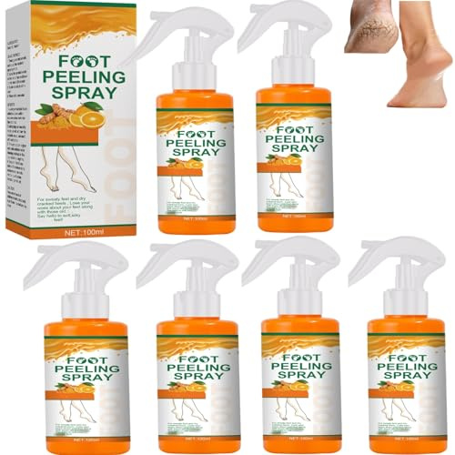 Foot Peeling Spray, Removal Dead Skin, Moisturized and brighten skin,Exfoliating Peeling Calluses on Feet, Smoothing Dry & Cracked Feet, Multi - Use for Hands & Joints,knee,ankle,elbow (6PCS)