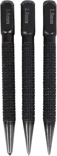 3-teiliges schwarzes Hartstahl-Stanzer-Set, 10 cm, nicht zentriert, für Legierungsstahl, Metall, Holz, Markierung, Bohrwerkzeug, Mittelstanzer, Handwerkzeuge
