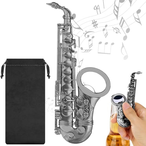 Saxophon Flaschenöffner, Bier Geschenke für Männer Frauen, Personalisierte Geburtstagsgeschenk für Männer, Cool Küchen Gadgets für Saxophon Liebhaber Party Bar Heimgebrauch, Metall Material, Silber