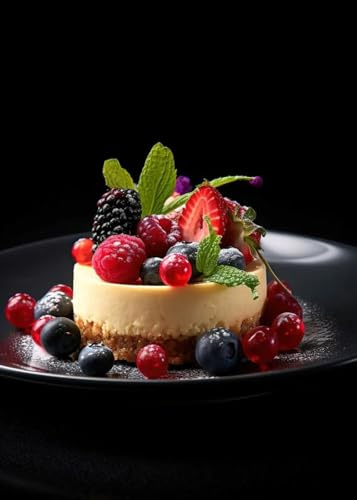 Yocheng Affiche sur toile représentant un gâteau au chocolat et aux fruits,idéale pour la décoration murale de pâtisseries,boulangeries et restaurants. 30x40cm sans cadre