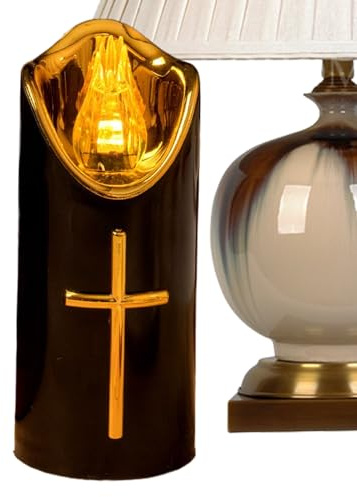 Candela a LED senza fiamma, a batteria, a forma di croce dorata, luce commemorativa per cimitero, riutilizzabile, tremolante, per comodino, camera da, soggiorno, giardino, sentiero, portico