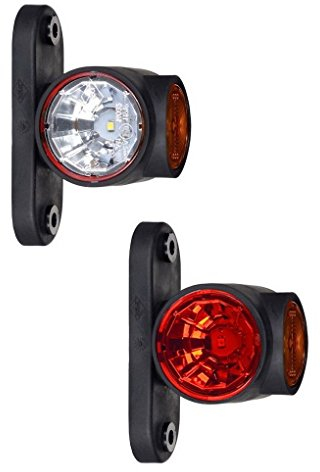 2 x Gummibremsleuchten LED 12 V 24 V mit Kontrollschild E Positionslicht LKW PKW Lampe weiß rot orange