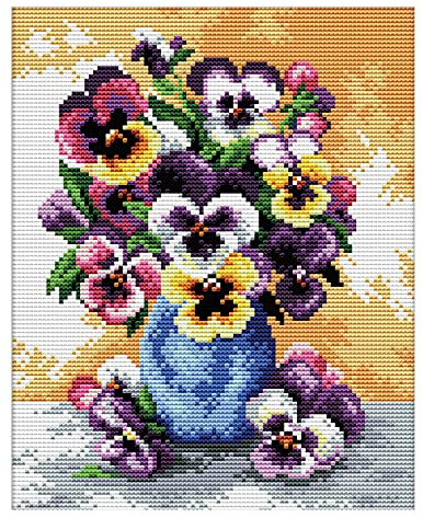 Needleart World No Count Printed Cross Stitch Kit 10X12-Vase Of Pansies