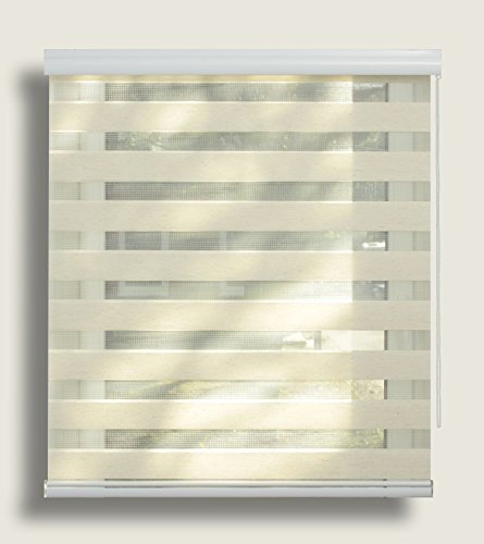 EFIXS Doppelrollo mit Kassette 180 x 175 cm (BxH) in leinen/Duo Rollo mit Premium-Unterschiene/Doppelrollo zum Bohren in den Breiten 40-220 cm