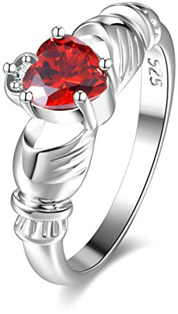 ANAZOZ Bague Plaqué Or Rouge Zircone Cubique Cœur Femme Anniversaire Anneau Claddagh Anneau Fantaisie Taille 57