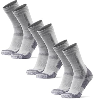 DANISH ENDURANCE Vandringsstrumpor, Luftiga Merinoull strumpor mot blåsor, för Män & kvinnor, Unisex, 3-Pack, Light Grey - 3 Pack, 39-42
