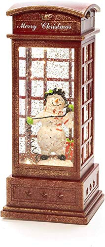 Konstsmide Lantern : Snowman in Red Telephone Box : Water Filled : Battery Operated & Timer : 4367-550
